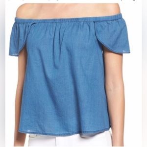 MADEWELL Chambray Blue Off the Shoulder Top size:S